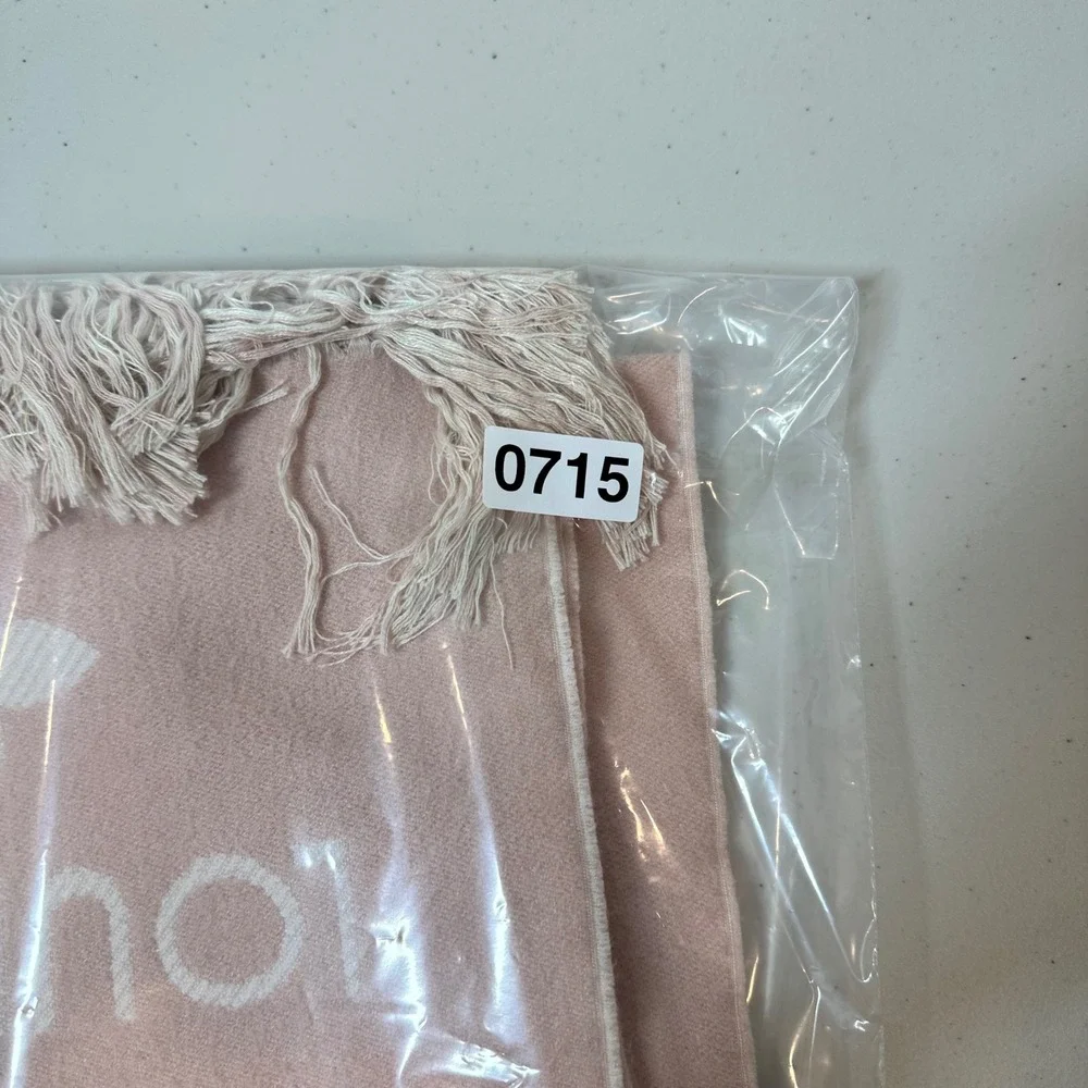 Louis Vuitton Scarf Pink Silk Wool Metallic Monogram Fringe Shawl Wrap Luxury